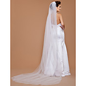 à un seul niveau voile de tulle chapelle de mariage avec le bord de coupe (plus de couleurs disponibles)