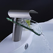 nickel brossé contemporain robinet d'évier cascade salle de bains et vidage