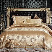 4 pièces couette ensemble complet de couverture 300tc or jacquard