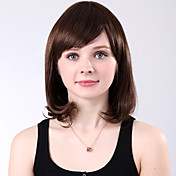 Capless Medium High Quality Synthetic Brown Wavy Full Bang Wings