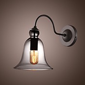 60W Light Wall rétro avec abat-jour en verre floral et support métallique