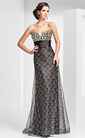 gaine / colonne sweetheart parole longueur tulle extensible et robe de soirée en satin