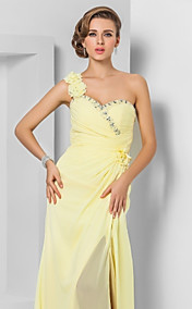 Sheath/Column One Shoulder Floor-length Chiffon Evening Dress