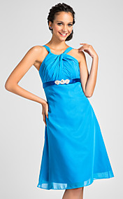  A-line Straps Knee-length Chiffon Bridesmaid Dress