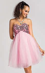 robe de bal sweetheart court / mini organza et la robe de cocktail à paillettes