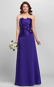 A-ligne bretelles spaghetti-parole longueur robe de demoiselle d'honneur en satin