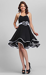 A-ligne bretelles court / mini fleur (s) robe de demoiselle d'honneur