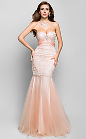 Trompette / sirène robe de soirée en dentelle sweetheart parole longueur