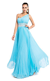  gaine / colonne d'un étage longueur robe de soirée en mousseline de soie d'épaule