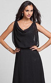 gaine / colonne capot-parole longueur robe de soirée en mousseline de soie