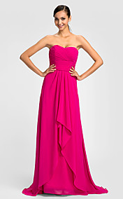 gaine / colonne sweetheart / pinceau train robe de soirée en mousseline de soie