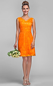 gaine / colonne v-cou robe de demoiselle d'honneur dentelle