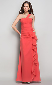 gaine / colonne une épaule en mousseline de soie robe de soirée-parole longueur