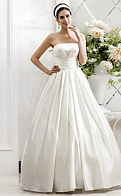  une ligne Princesse bretelles balayage / pinceau train Côté-drapé robe de mariée en satin