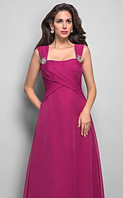 A-ligne sangles-parole longueur chiffon robe de soirée raffinée