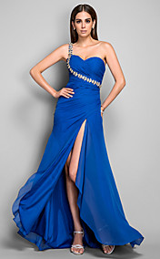 gaine / colonne une épaule robe de soirée en mousseline de soie