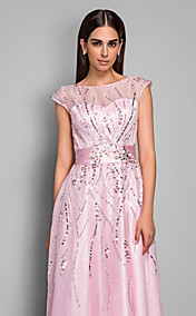 une ligne de bateau-parole longueur organza robe de soirée (612418)