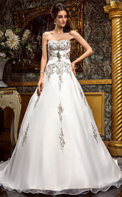  A-ligne sweetheart les trains tribunal robe de mariée en mousseline de soie (492767)